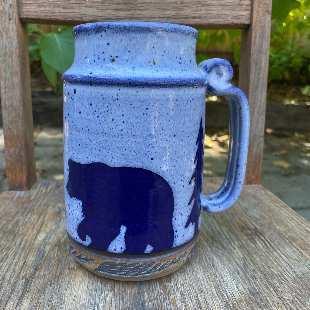 XL pottery bear woodland signed mug